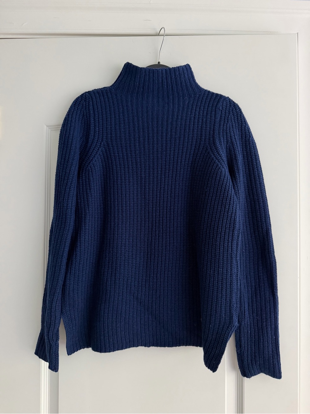 Vince Deep Navy Ribbed Funnel Neck Sweater